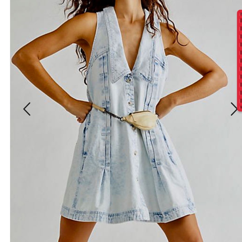 Free People Light Wash Denim Mini Dress